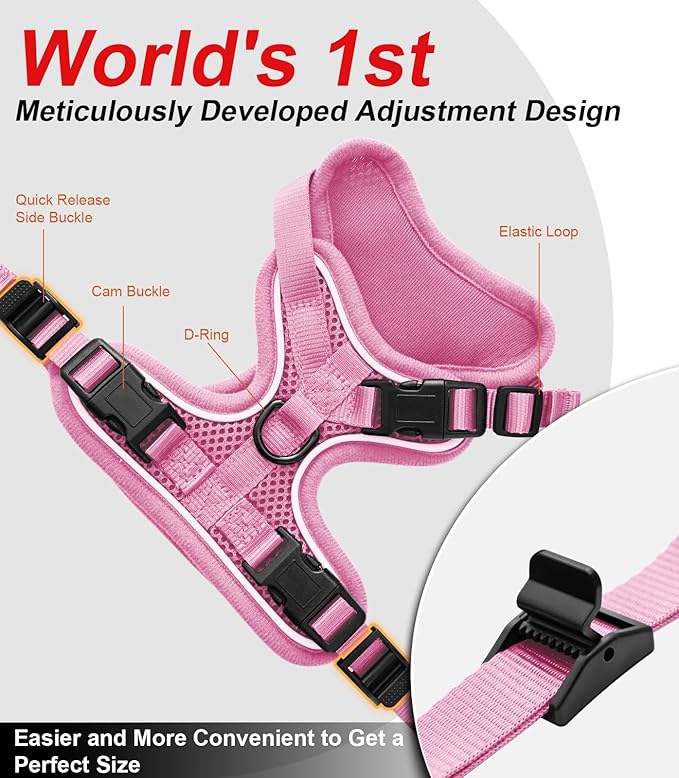 Cat Harness and Leash for Walking Escape Proof Soft Adjustable Cat Leash Breathable Comfortable Vest Easy to Wear Kitten Harness for Outdoor Travel Pink M