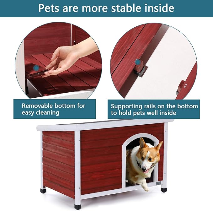 Petsfit 40.8 X 26 X 27.6 Inches Wooden Dog Houses, Dog House Outdoor