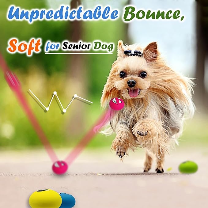 Small Squeaky Dog Toys for Small Dogs Toys, Soft Latex Small Dog Squeaky Toys, Flat Squeaky Dog Balls for Small Breeds, Smile Face Puppy Squeaky Toys 6PCS