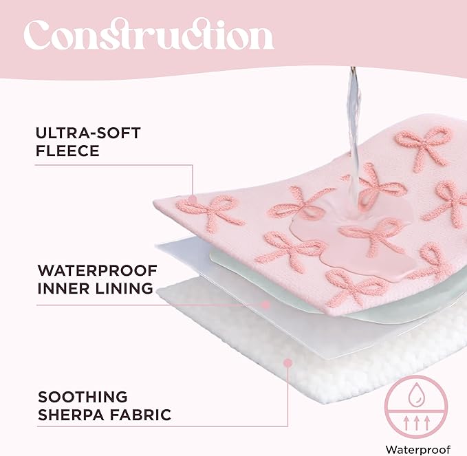 Lesure Waterproof Puppy Blanket for Medium Dogs - Washable Double Sided Dog Blankets with Warm Jacquard Shag and Soft Sherpa Fleece, Pet Cat Blanket for Couch Protection, Bow Design,Pink Taffy