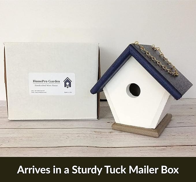 HomePro Garden Hanging Wren House: Navy Blue Poly Lumber Bird House for Outdoors