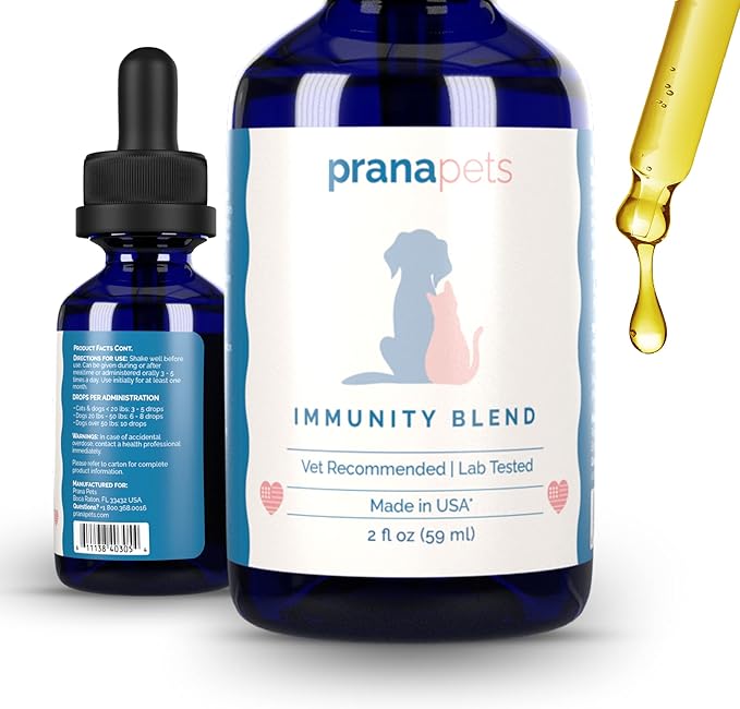 PranaPets Immunity Blend Supplement for Dogs & Cats | Naturally Helps Relieve Fatigue & Weakness in Pets | Promoting Increased Energy, Normal Appetite & Immune Support