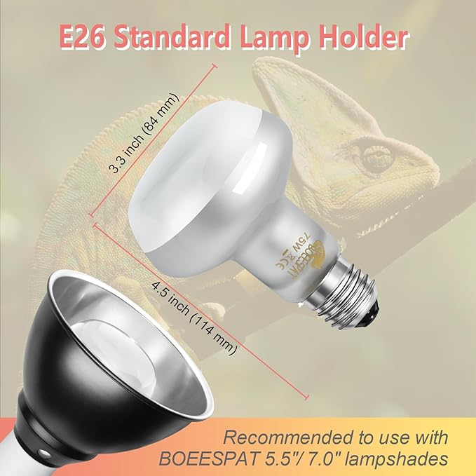 Intense 100W UVA Spotlight Heat Lamp Bulbs for Reptile Basking and Terrariums - Ideal for Desert-Dwelling Reptiles Like Bearded Dragons, Geckos, Iguanas, Lizards, Amphibians (Pack of 2)