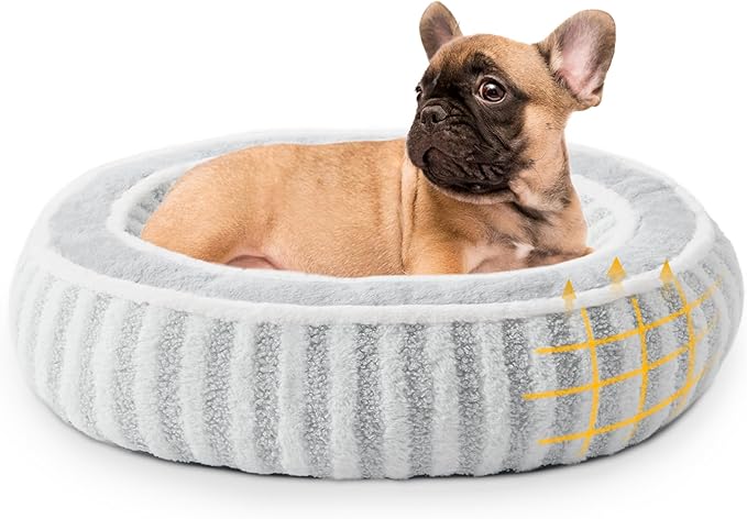 Dog Bed Medium Size Dog, Oval Washable Dogs Bed, Soft Calming Sleeping Cat Bed 25 inches Durable Pet Bed with Anti-Slip Bottom, White