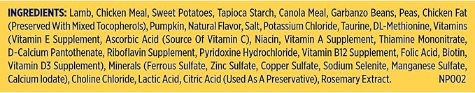 Nature’s Recipe Grain Free Lamb, Sweet Potato & Pumpkin Recipe Dry Dog Food, 24 lb. Bag