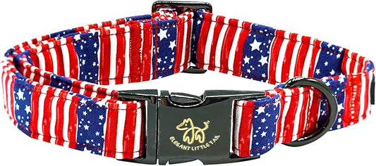 Elegant little tail Independence Dog Collar, Holiday Pet Collar Patriotic Dog Durable Dog Collars Girl or Boy Soft Pet Gift Adjustable Dog Collar for Small Medium Large Dogs