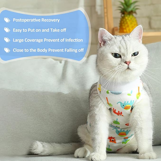 Cat Recovery Suit Female, Breathable Cat Onesie After Surgery Female for Abdominal Wounds or Skin Diseases, Surgery Recovery Suit Kitten Onesie After Spay Wear Anti Licking