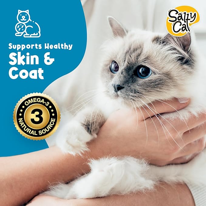 Salty Cat Creamy Purée Salmon Cat Treat – Lickable with Real Salmon, Squeeze Treats with No Preservatives, 14g Tube That Support Healthy Skin & Coat