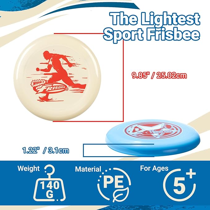 Wham-O Frisbee All Sport Flying Disc 140g, 9.85 Inch, Durable Sports Disc with Non-Slip Grip for Outdoor Games,Team Sports and Family Fun