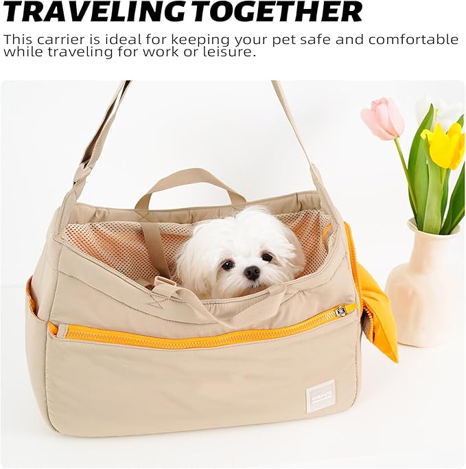 Soft and Comfortable Pet Carrier and Business Backpack with Strong Support - Ideal for Business, Travel, and Outings with Small Dogs and Cats (Kahki,15.7" L x 5.5" W x 9.8" H,up to 16lbs