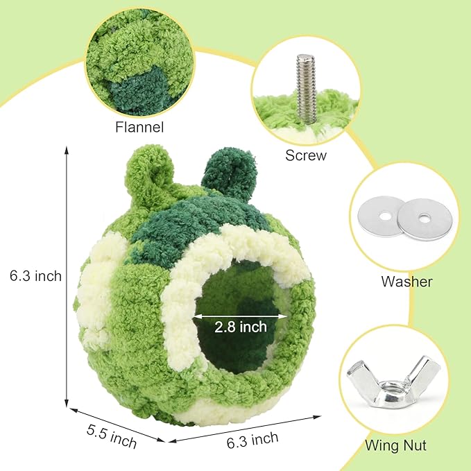 Wontee Bird Nest Bed Breeding House Winter Warm Snuggle Hut for Budgies Parakeets Cockatiels Lovebirds Canaries (Green)
