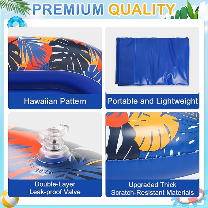 BEAUTYZOO Inflatable Dog Pool Float for Large Dogs, Foldable Summer Swim Raft for Pool, Lake, River Beach- Heavy-Duty Tear/Scratch Proof-up to 150Lbs Dogs Floatie Boat Hawaiian Ride-On Design
