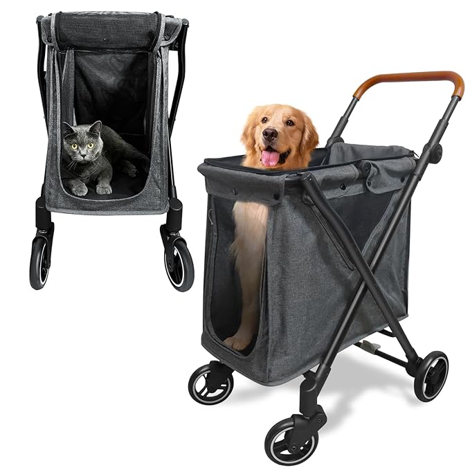 Folding Pet Stroller Dog Stroller for Small/Medium Dogs, Cat ,4 Wheels