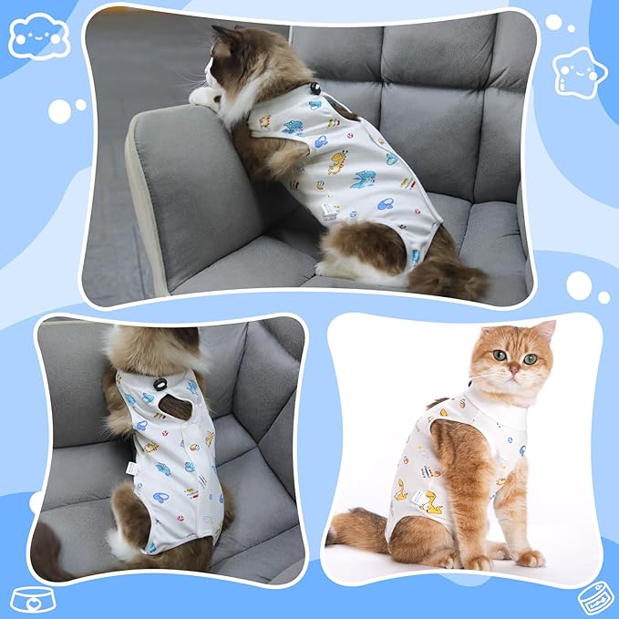 Cat Recovery Suit Female, Breathable Cat Onesie After Surgery Female for Abdominal Wounds or Skin Diseases, Surgery Recovery Suit Kitten Onesie After Spay Wear Anti Licking