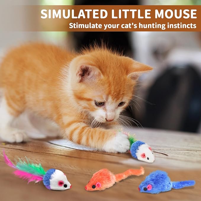 iCAGY 24-Piece Cat Toys Kit: Crinkle Balls, Bell Mice, Spring Toys - Assorted Colors for Indoor Cats Kittens