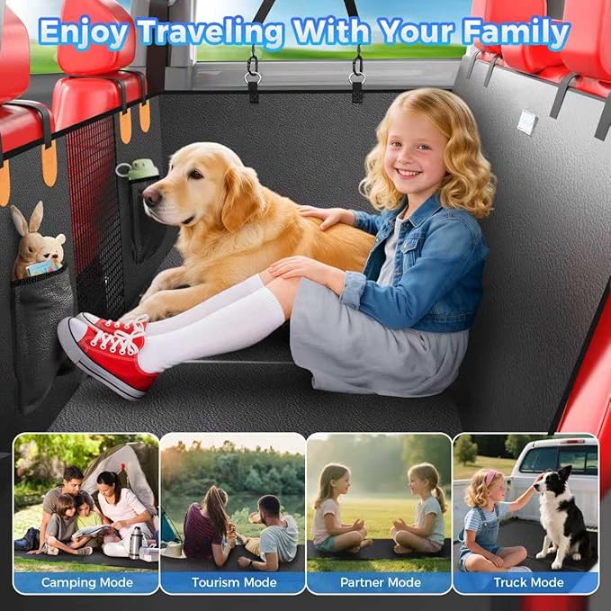 2025 Upgraded Dog Car Seat Cover for Back Seat with Hard Bottom Car Seat Cover for Dogs, Waterproof Pet Seat Protector, Non-Slip Scratch-Resistant Surface, Supports 400lbs, Easy to Clean and Install