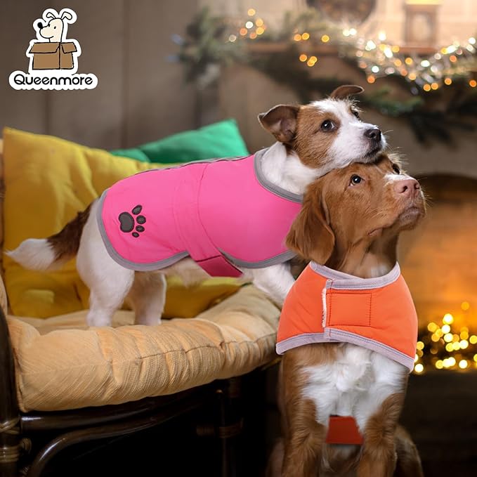 Queenmore Cold Weather Dog Coats Loft Reversible Winter Fleece Dog Vest Waterproof Pet Jacket Available in Extra Small, Small, Medium, Large Extra Large Sizes