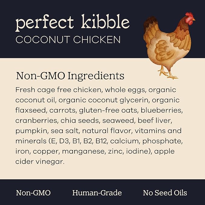 Yumwoof Perfect Kibble Non-GMO Air Dried Dog Food | Improves Allergies & Digestion with Organic Coconut Oil, MCTs & Antioxidants | Vet-Approved Soft Dry Diet | Made in USA (Chicken 14 oz.)