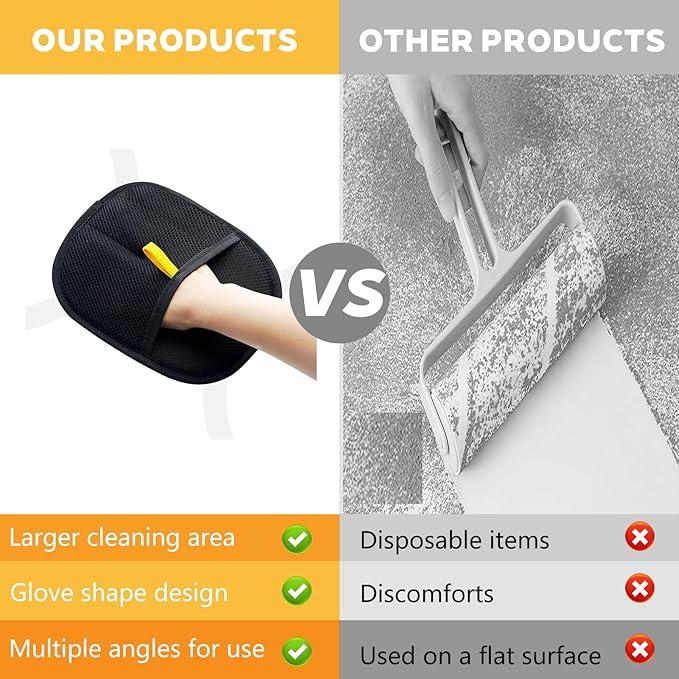 Electrostatic Pets Hair Remover Mitt – Hair Removal Glove to Remove Cat Hair & Dog Fur – Reusable Pet Hair Removal Mitt for Furniture, Couch, Carpet Peonly Hand Fur Remover Tool (1)