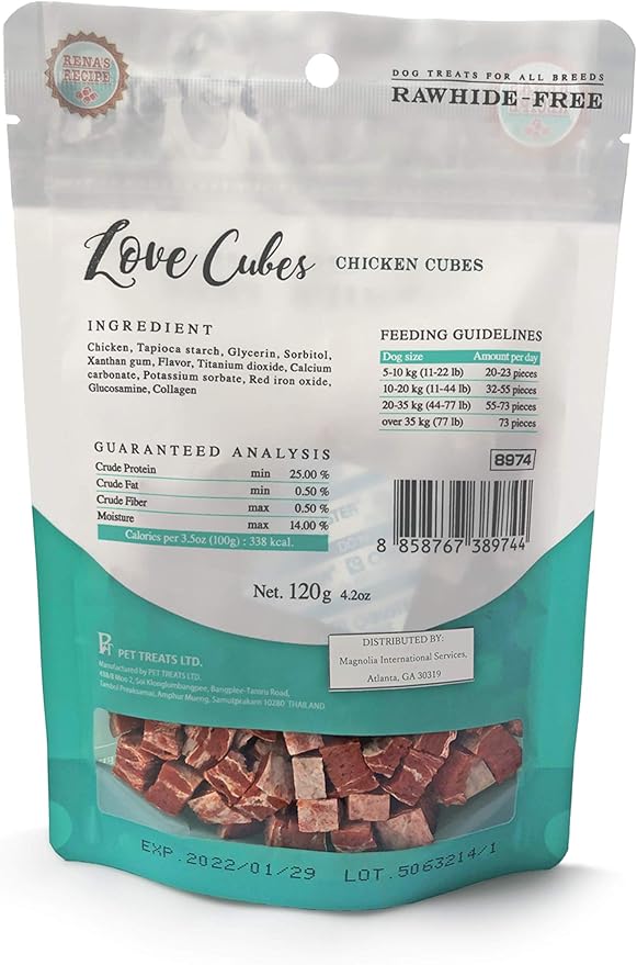 Rena's Recipe Love Cubes Chicken Square Treats for Training & Rewards (3 Pack)