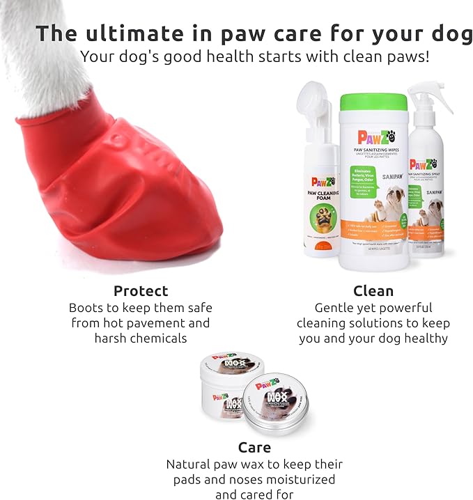 Protex PawZ No-Rinse Foaming Paw Cleanser for Dogs - Moisturizing, Fragrance-Free with Silicone Brush