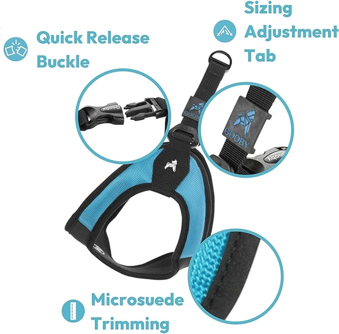 Gooby Escape Free Easy Fit Harness - Red, Large - No Pull Step-in Patented Small Dog Harness with Quick Release Buckle - Perfect On The Go No Pull Harness for Small Dogs or Medium Dog Harness