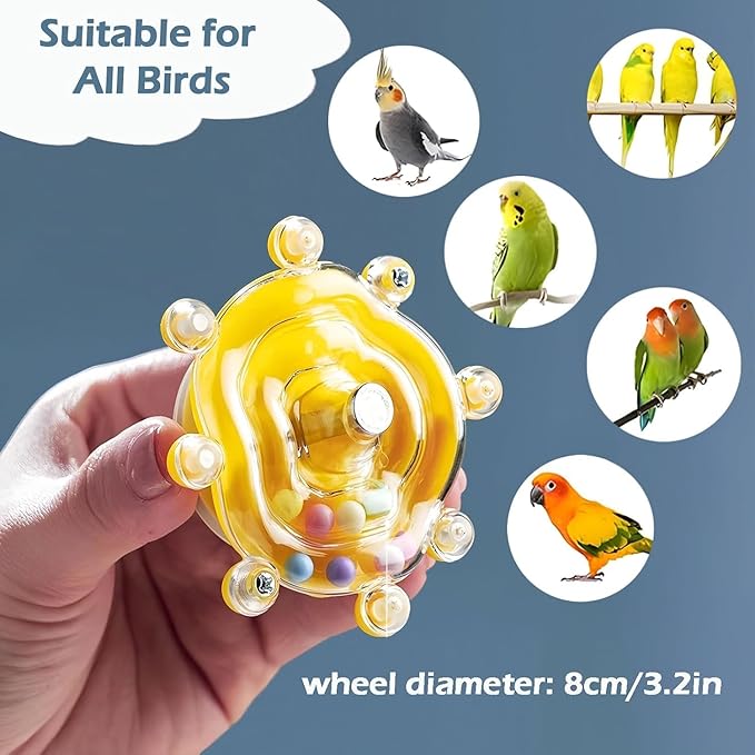 Bird Toys for Parakeets, Colorful Parakeet Toys Wheel, Interactive Spinner Rattle Parrot Toy, Cockatiel Toy for Bird Cage, Chewing Exercise for Conure, Budgies Enrichment Toys (1pc, Rondom Color)