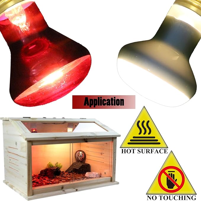 Reptile Heat Lamp Bulb 100 Watt, Day Time & Night Basking Spot Light Combo Pack, Amphibians Infrared Red Heat Light Bulb and Daylight Heating Lamp for Bearded Dragon, Leopard Gecko, Chicken, 4 Pack