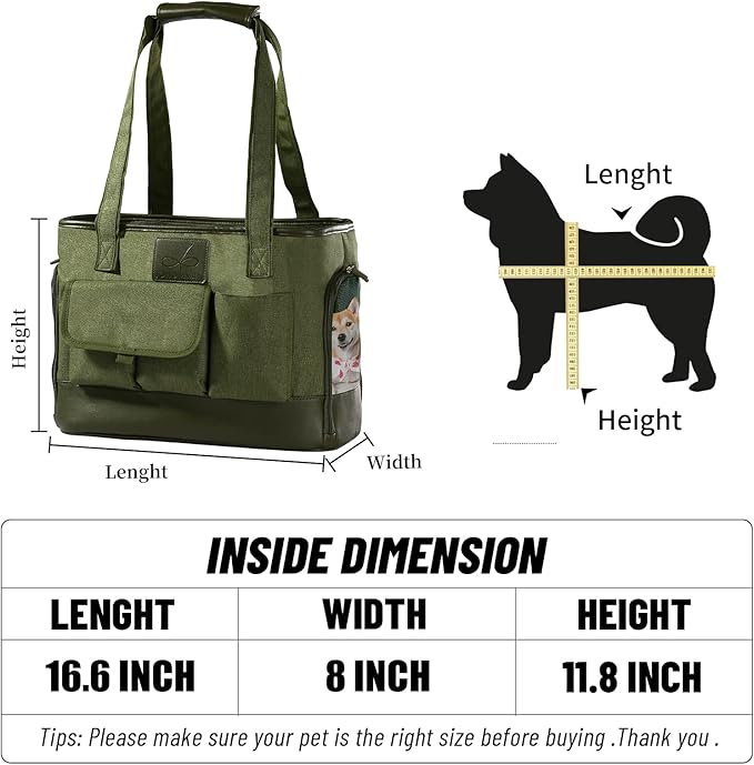 Dog Carrier, Cat Carrier, Pet Carrier, Foldable Waterproof Premium Oxford Cloth Dog Purse, Portable Bag Carrier for Small to Medium Cat and Small Dog(Green)