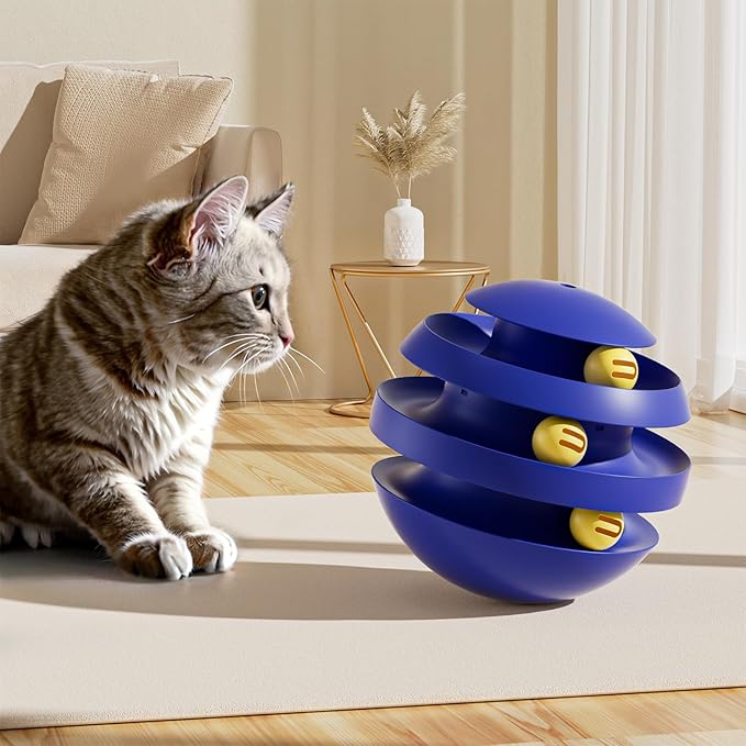 Roly-Poly Round Interactive Toy for cat,Wobbling Tumbler Toys with Bell Toy for Indoor Cats Dark Green