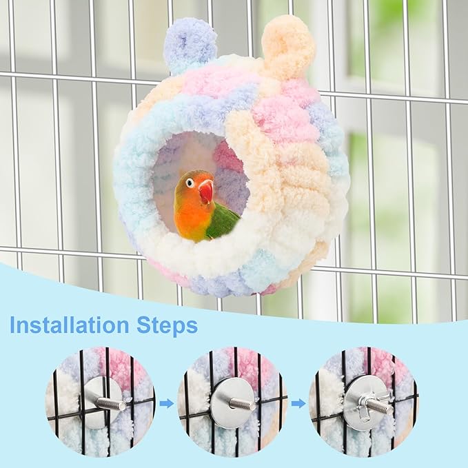 Wontee Bird Nest Bed Breeding House Winter Warm Snuggle Hut for Budgies Parakeets Cockatiels Lovebirds Canaries (Multi-Colored)