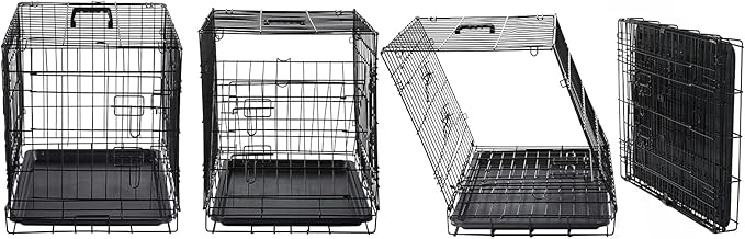 DONORO Dog Crates for Medium Large Size Dogs Indoor Double Door Dog Kennels & Houses for Puppy and Cats, Collapsible Metal Contour Dog Cages (Brown, 36.0" L x 23.0" W x 25.0" H)
