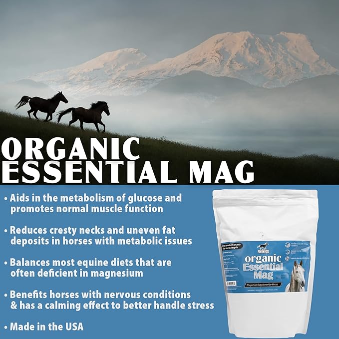 Organic Essential Mag, Magnesium for Horses Supplement, Aids in Glucose Metabolism, Reducing Stress and Provides Calm for Your Horse, 5 LB Bag