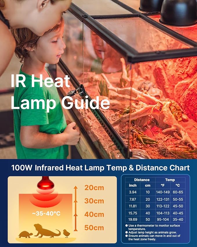 FLSNT 2 Pack Reptile Red Heat Lamp Bulbs,100W Infrared Basking Spot Light for Turtles, Leopard Gecko, Ball Python, Bearded Dragon, Chicken