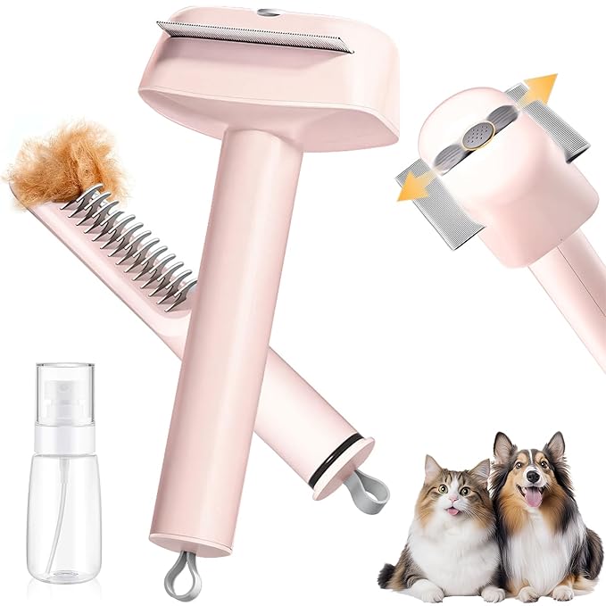 3 in 1 Self Cleaning Slicker Brush - Skin Friendly Deshedding Grooming Tool for Dogs, Cats, and Puppies, Suitable for Shedding & Haired Pets