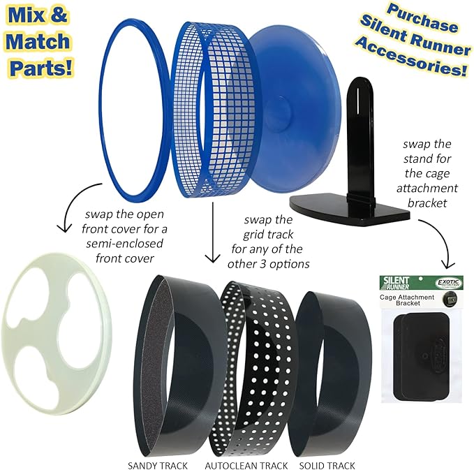Silent Runner Pro | Sugar Glider Exercise Wheel (Blue with Stand)