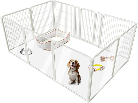 FXW Homeplus Unleashed Indoor Dog Playpen - Stress-Free and Safe Play, Heavy Duty 32 Inch 5 Acrylic Panels + 5 Wire Panels Dog Pen for Small and Medium Dogs, White│Patented