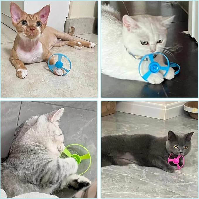 Cat Fetch Toy, Interactive Flying Cat Toy with 20 Propellers, Kitten Tracks Toy for Training Hunting Chasing