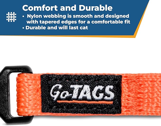GoTags Personalized Cat Collars with Breakaway Safety Release Buckle, Custom Embroidered Cat Collar with Pet Name and Phone Number, Adjustable Nylon ID Collar with Bell for Cat or Kitten (Pack of 1)