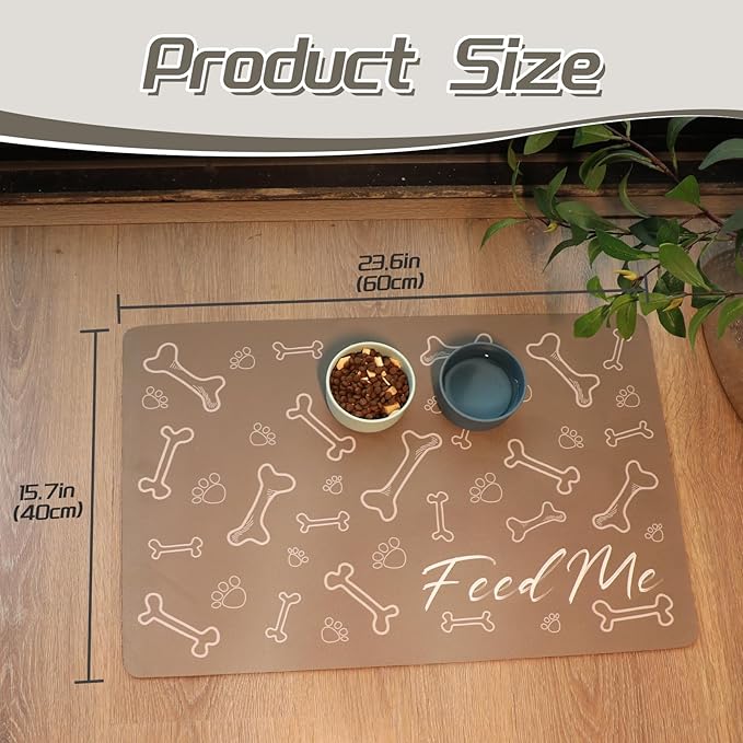 Le courant Absorbent Pet Mat Dog Cat Mat for Floors Waterproof,Cat Placemat Mat for Feeding Bowls - No Stains No Sliding Quick Dry Dog Water Mat Eating Mat Dish Mat-15.7x23.6 in