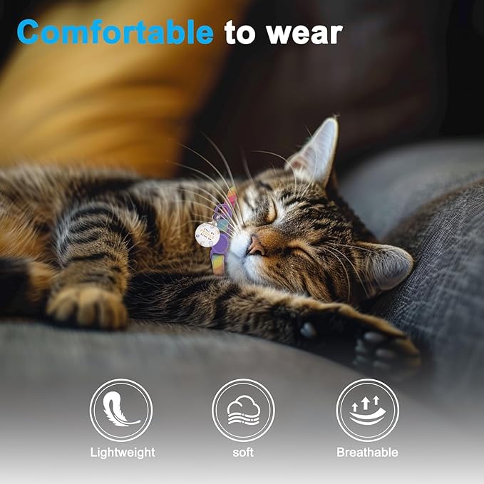 Cat Collar Breakaway with QR Code Name Tag, Glitter Kitten Collars with Bell, Cat Tags Personalized, Ultra-Durable, Comfortable, Quick Release, Fits Most Girl Boy Cats and Puppies (8"-13.5")