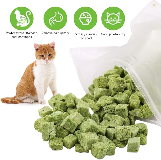 HavenJanny 120g Cat Grass Treats for Indoor Cats, Freezed Dried Cat Grass Teething Stick Snacks for Cats, Edible Feline Chew Toys for Hairball Control and Oral Health