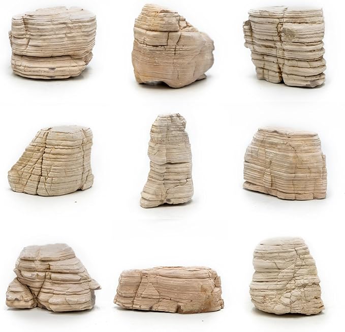 Natural Aquarium Rocks PH Neutral Stone 2-7inch Fish Rocks 10LB Pagoda Rocks for Aquariums, Landscaping Model,Tank Decoration,Amphibian Enclosures-6-7Pcs