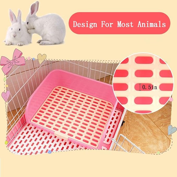Hamiledyi Large Rabbit Litter Box Corner Bedding Box Chinchilla Toilet Trainer Square Potty Pet Pan for Adult Guinea Pig, Galesaur.Ferret and Other Animals