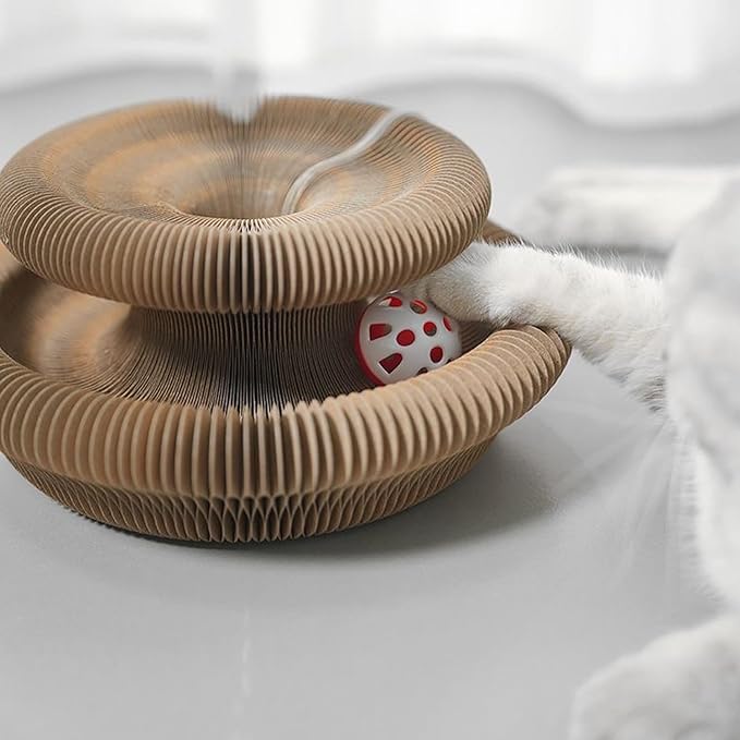 Magic Organ Cat Scratcher Board Cat Ball,Cat Toy Made of Recyclable Corrugated Cardboard, Scratch-Resistant and Abrasion-Resistant, Foldable