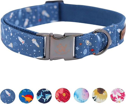 Elegant little tail Dog Collar, Blue Universe Pattern Pet Collar Durable Cute Dog Collars Male Pet Gift Adjustable Dog Collar for Small Dogs
