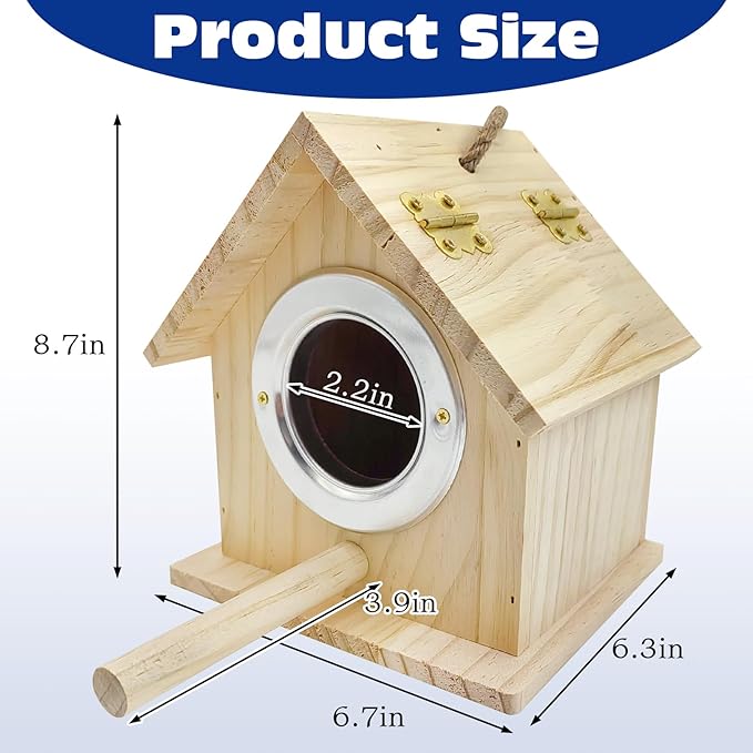 Tfwadmx Wooden Bird House for Outside Hanging Birdhouse Clearance Nests Box Garden Patio DIY Decorative for Wren Swallow Sparrow Hummingbird Finch Throstle (L)
