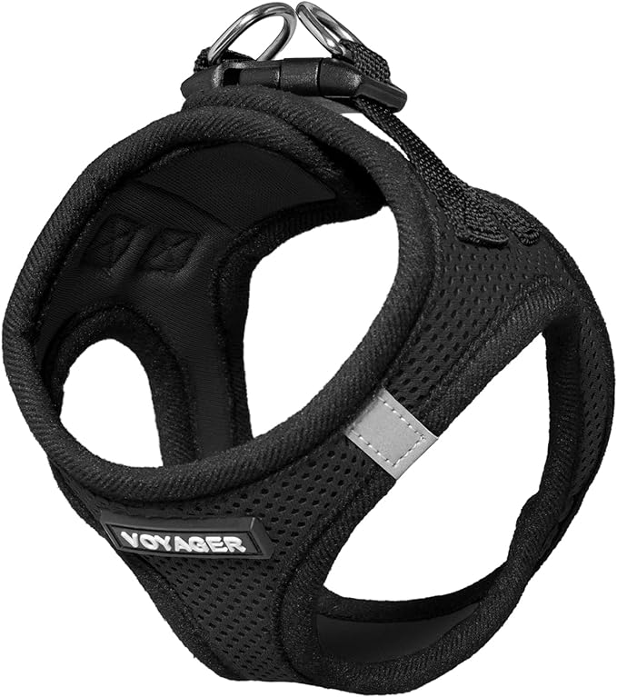 Best Pet Supplies Voyager Step-in Air Dog Harness - All Weather Mesh, Reflective, No Pull Harness for Small, Medium Dogs, Cats - Secure with Hook & Loop Fastener, Buckle, Double D-Rings - Black, L
