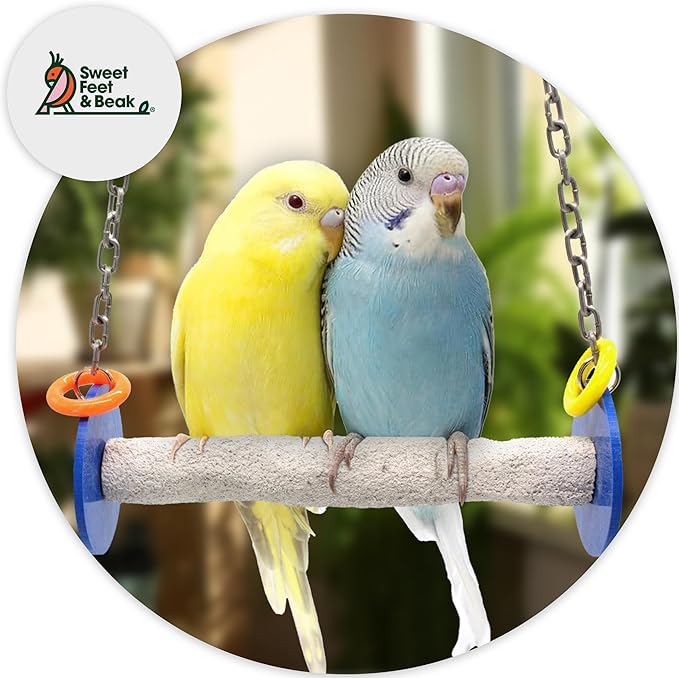 Roll Bird Swing - Pumice Perch Bird Toys Trims Nails and Beaks, Safe and Non-Toxic Bird Cage Accessories for Small and Large Birds, Swinging Toys Birds Will Love, XSmall 4.5 Inches