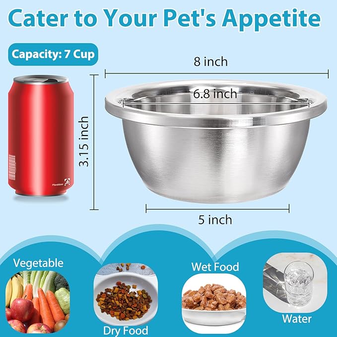 10 Pack 7 Cup Stainless Steel Dog and Cat Bowls, 8" Diameter Metal Dog Bowl, Durable Thickened Pet Replacement Bowls for Food and Water Dish, Small Medium Large Dogs, Dishwasher Safe